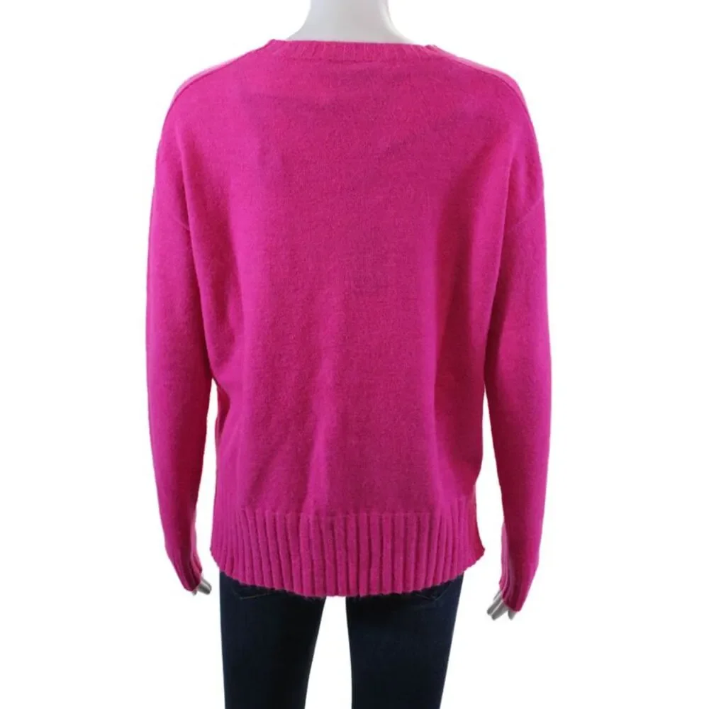 Renuar Womens Front Pockets Crew Neck Pullover Sweater Orchid Size XXL